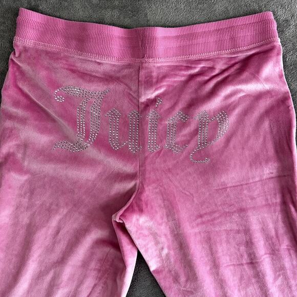 Juicy Couture Pants - Juicy Couture Pink Y2K Velvet Rhinestone Velour Pants Women's M Paris Hilton